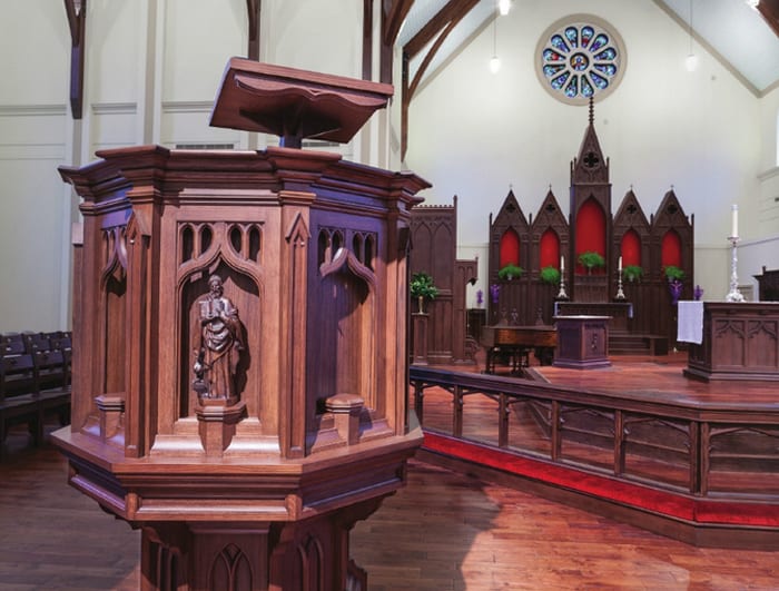 carved wooden lectern