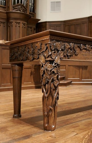 Hand Carved Communion Table Close up