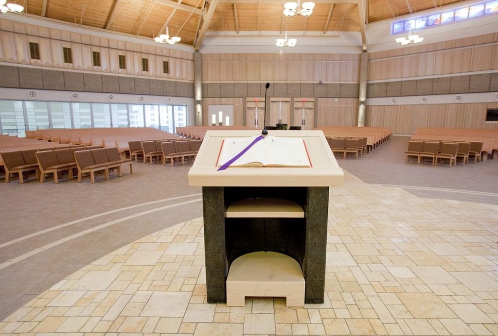 Wide view of nave from the pulpit