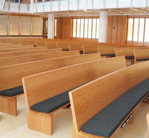 Combination of Radius Defined Seating and Radius Pews