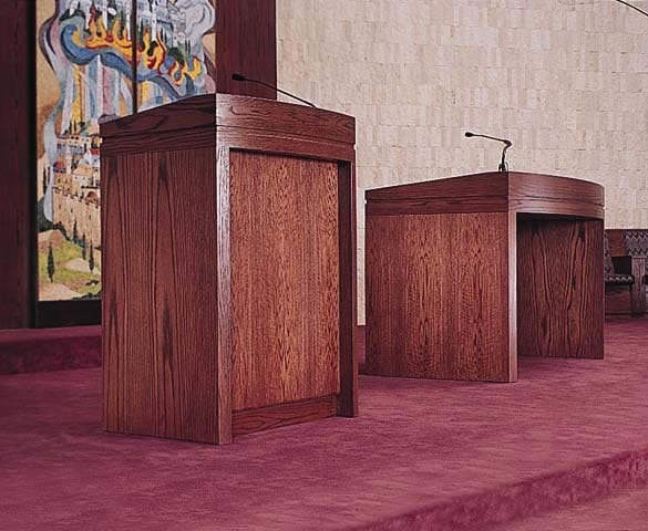 Bimah stands at a synagogue.