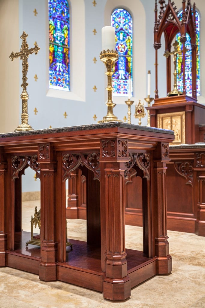 Detail of decorative wooden altar