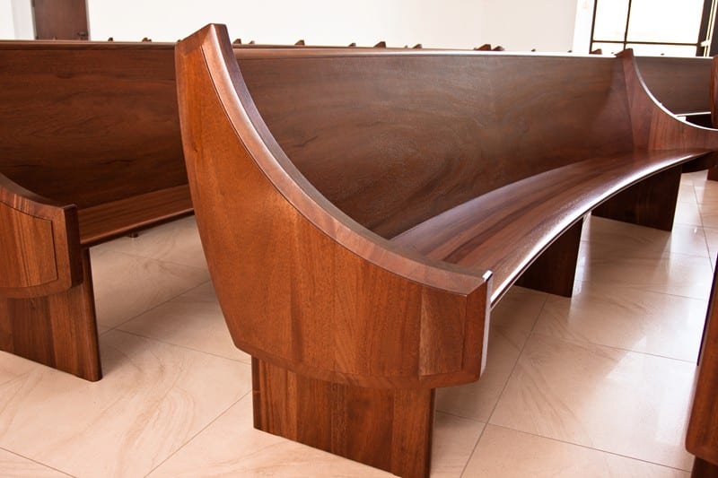 Mahogany Curved Wood Pews