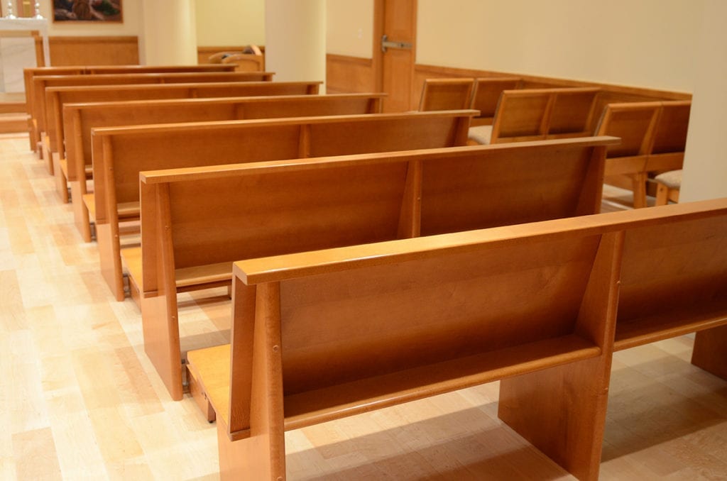 straight row of pews