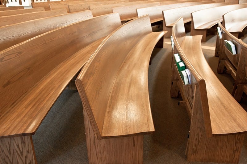 radius curved pews in oak