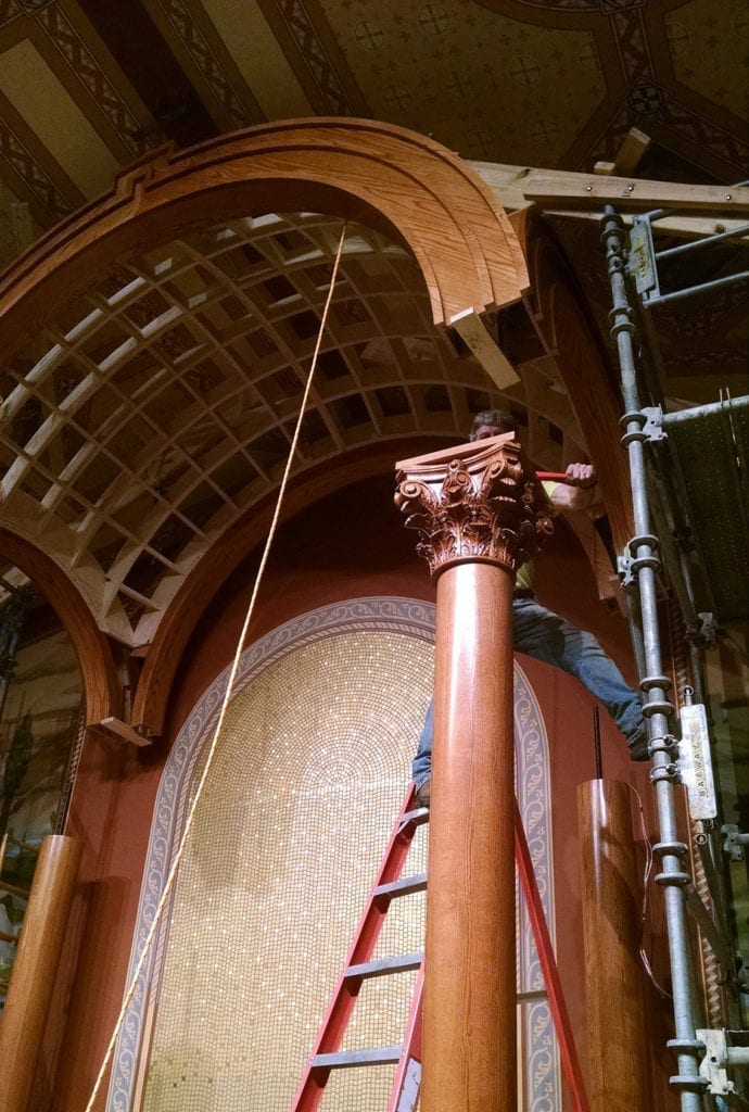 post being installed into column