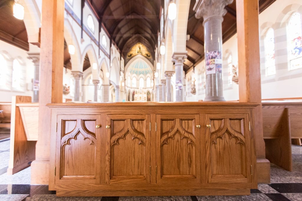 intricate carvings on pew ends