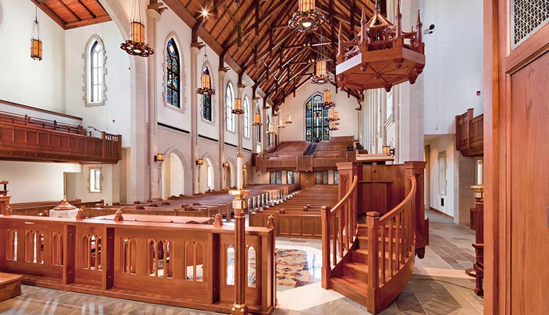 view of church from behind the altar