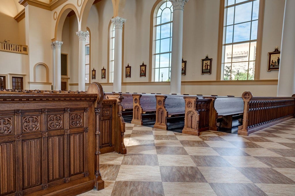 wooden church pews