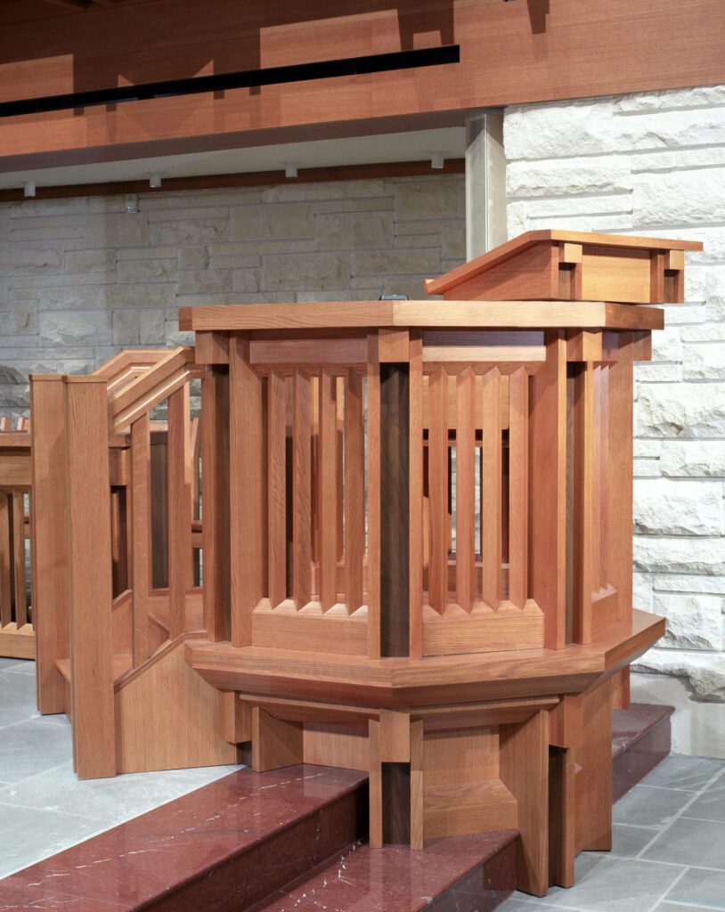 wooden church pulpit